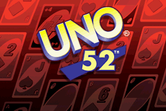 Uno 52 title screen for GameBoy Advance